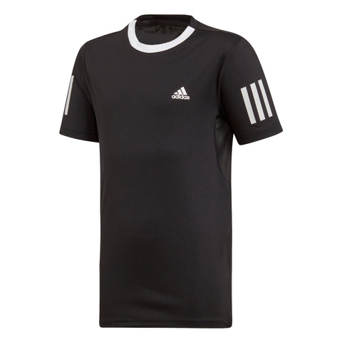 Adidas 3-Stripes Club Black Boys Short Sleeve Crew Tennis Shirt