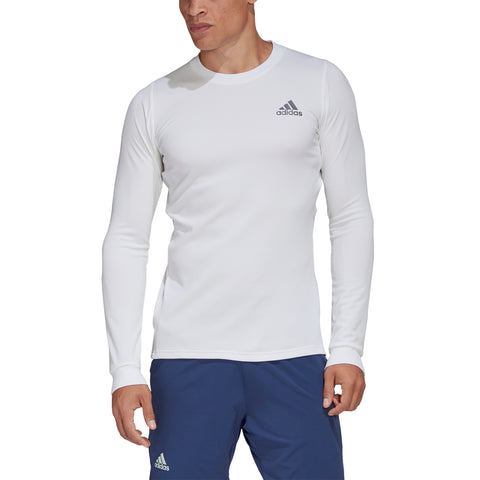 Adidas HEAT.RDY White Mens Long Sleeve Crew Tennis Shirt