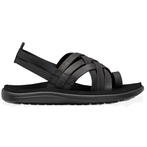 Teva Voya Strappy Black Leather Womens Sandals