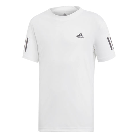 Adidas 3-Stripes Club White Boys Short Sleeve Crew Tennis Shirt