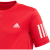 Adidas 3-Stripes Club Red Boys Short Sleeve Crew Tennis Shirt